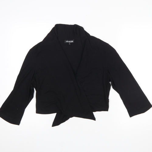 Debenhams Women’s Black Wrap Blouse Size 14 Long Sleeve Cotton Blend
