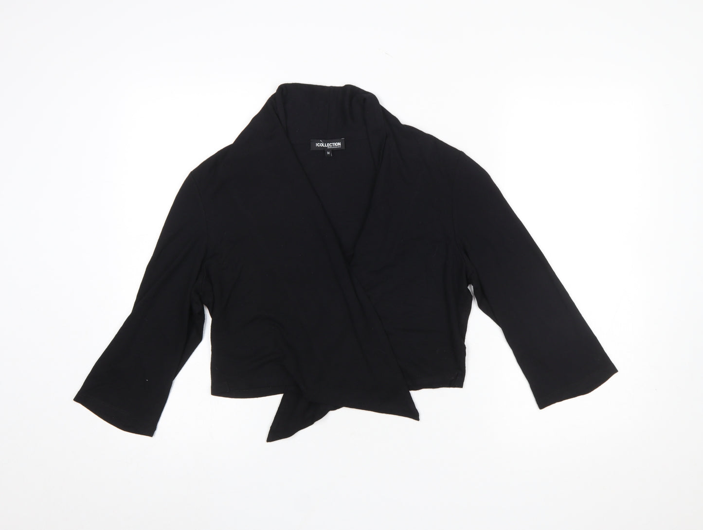 Debenhams Women’s Black Wrap Blouse Size 14 Long Sleeve Cotton Blend
