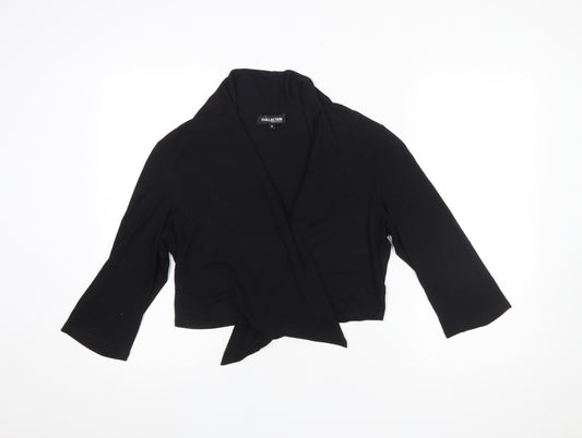 Debenhams Women’s Black Wrap Blouse Size 14 Long Sleeve Cotton Blend