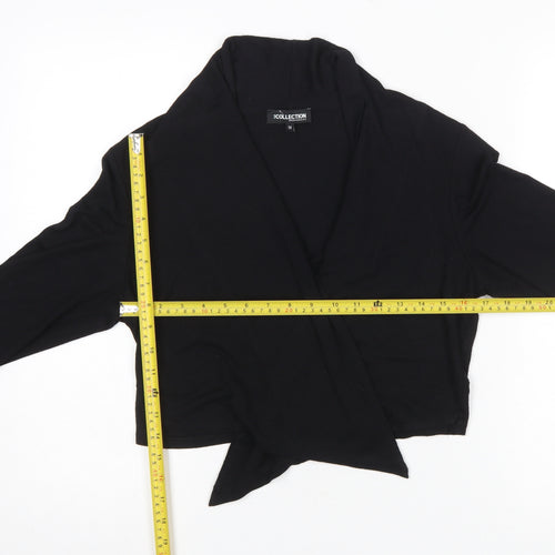 Debenhams Women’s Black Wrap Blouse Size 14 Long Sleeve Cotton Blend
