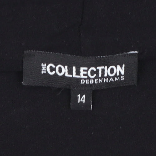 Debenhams Women’s Black Wrap Blouse Size 14 Long Sleeve Cotton Blend