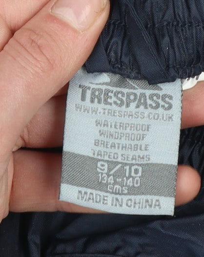 Trespass Boys Blue 9-10 Years Waterproof Windproof Rain Trousers