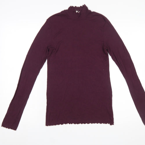 GAP Women’s Purple Mock Neck Long Sleeve Cotton Top Size S