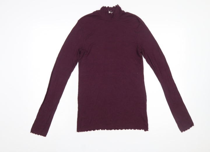 GAP Women’s Purple Mock Neck Long Sleeve Cotton Top Size S