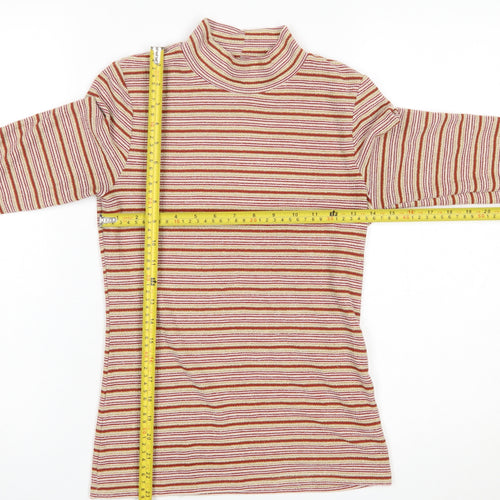 Next Women's Multicoloured Striped Roll Neck Long Sleeve Jersey Top Size 6