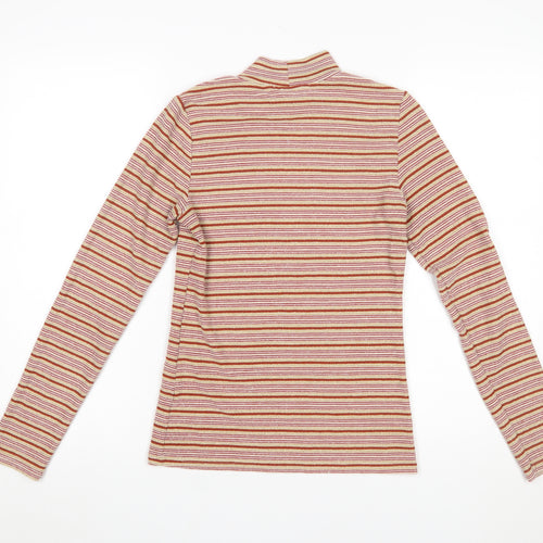 Next Women's Multicoloured Striped Roll Neck Long Sleeve Jersey Top Size 6