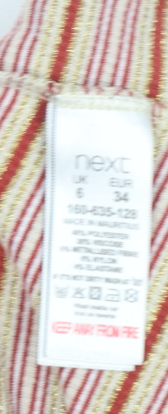 Next Women's Multicoloured Striped Roll Neck Long Sleeve Jersey Top Size 6