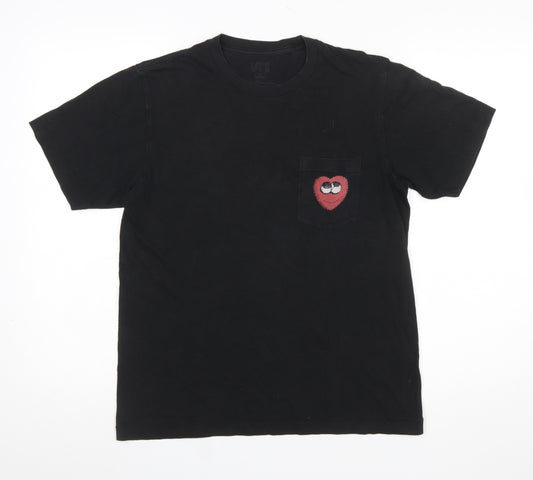 Uniqlo Men’s Black Cotton Crew Neck Graphic Pocket T-Shirt M