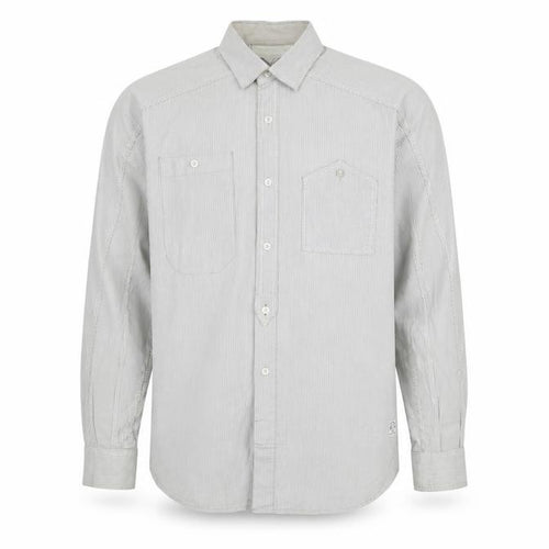FCUK Mens Grey Striped Cotton Long Sleeve Button-Up Shirt M
