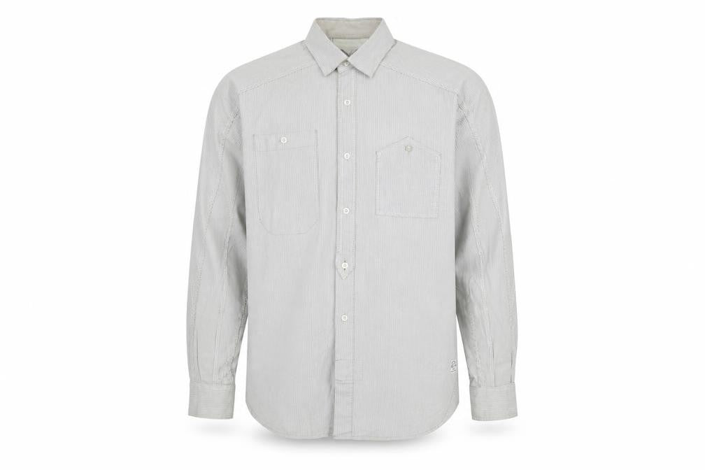 FCUK Mens Grey Striped Cotton Long Sleeve Button-Up Shirt M