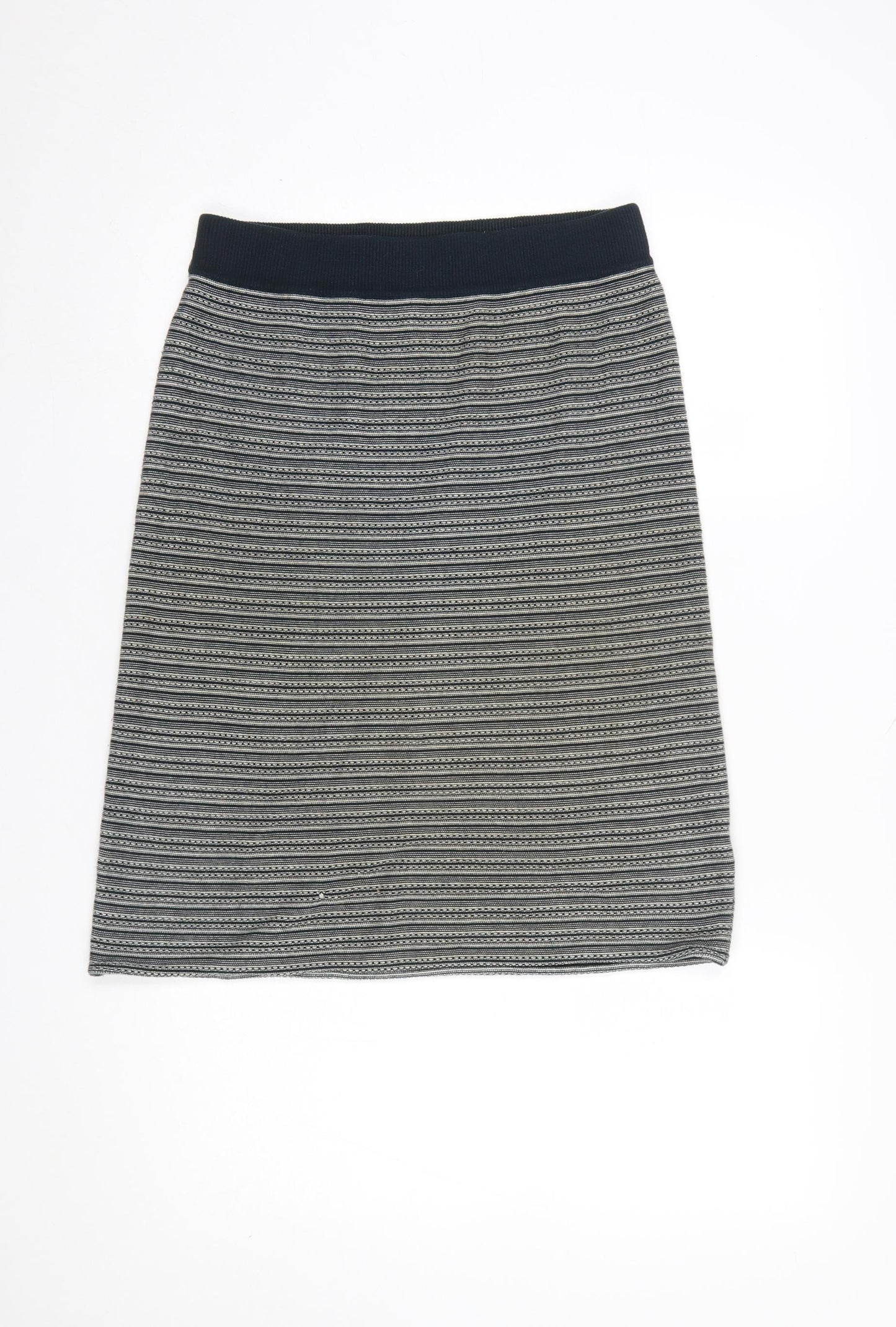 White Stuff Women's Blue Striped A-Line Knit Skirt Size 10
