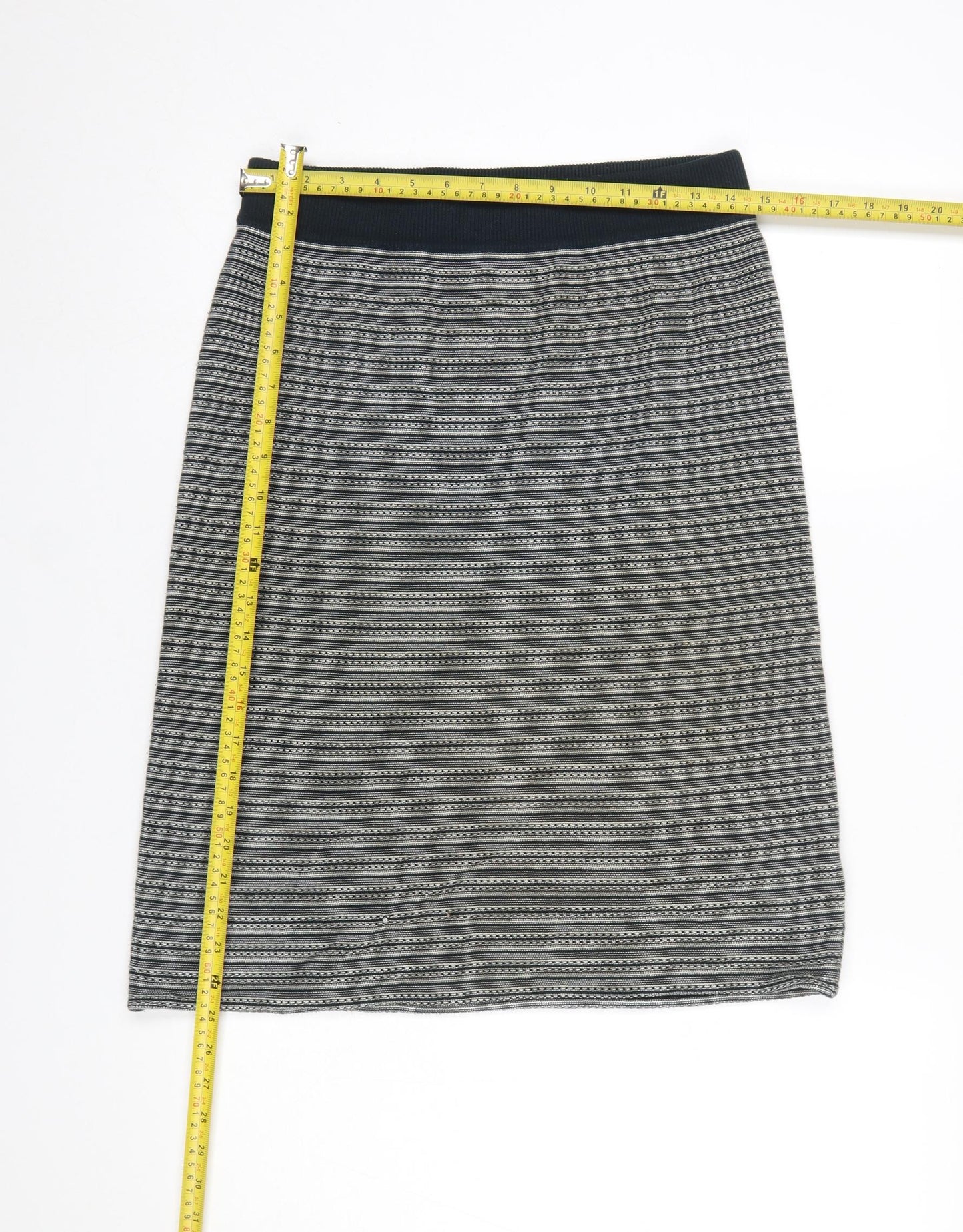 White Stuff Women's Blue Striped A-Line Knit Skirt Size 10