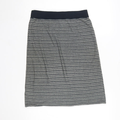 White Stuff Women's Blue Striped A-Line Knit Skirt Size 10