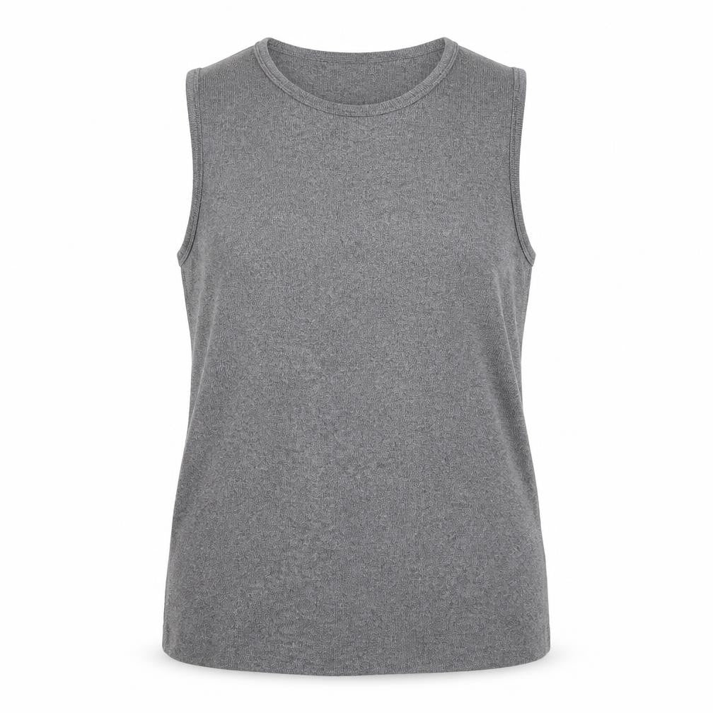 Front view of Albaray Women's Grey Knit Sleeveless Tank Top, size 16