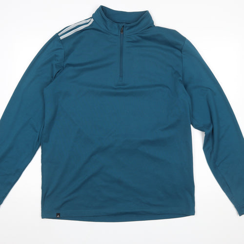 Adidas Men Blue 1/4 Zip Sports Sweatshirt Size M Long Sleeve