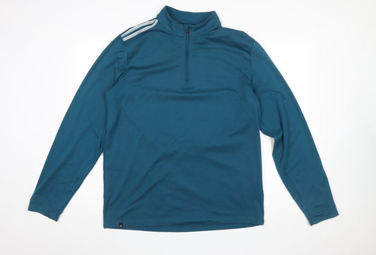 Adidas Men Blue 1/4 Zip Sports Sweatshirt Size M Long Sleeve