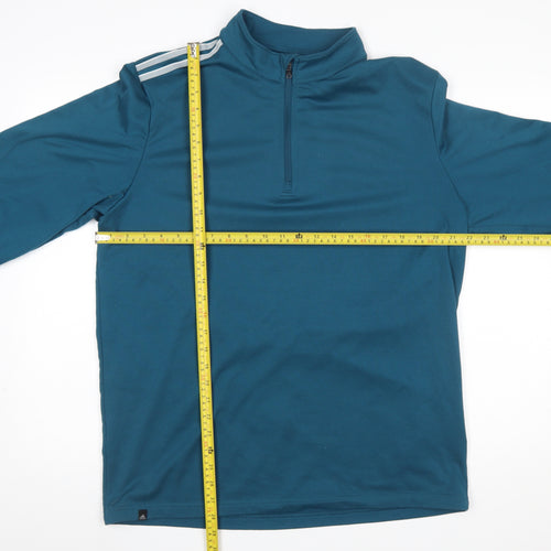 Adidas Men Blue 1/4 Zip Sports Sweatshirt Size M Long Sleeve