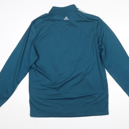 Adidas Men Blue 1/4 Zip Sports Sweatshirt Size M Long Sleeve