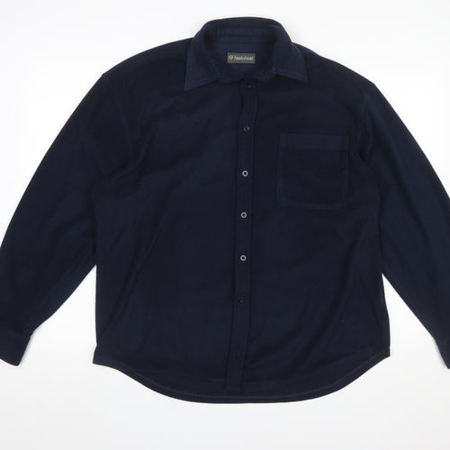Hawkshead Men's Blue Fleece Button-Up Long Sleeve Shirt M
