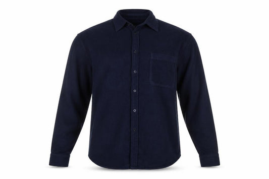 Front view of Hawkshead Men's Blue Fleece Button-Up Long Sleeve Shirt M