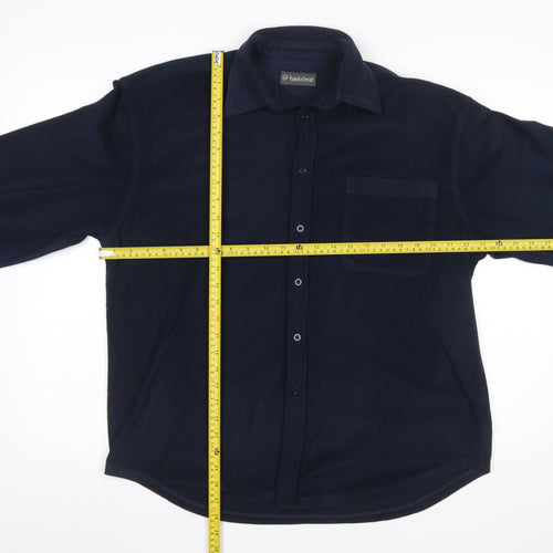 Hawkshead Men's Blue Fleece Button-Up Long Sleeve Shirt M