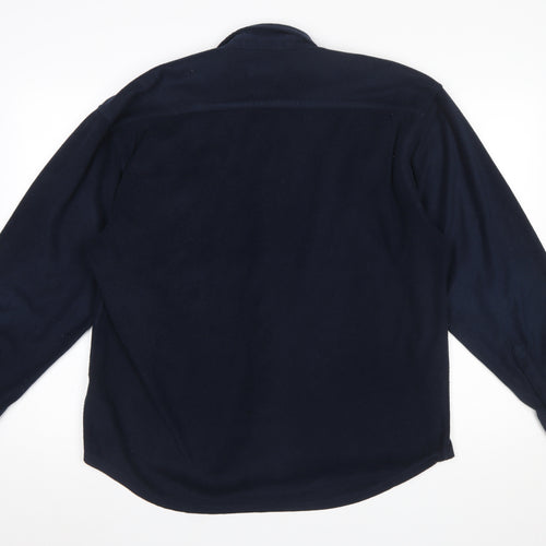 Hawkshead Men's Blue Fleece Button-Up Long Sleeve Shirt M