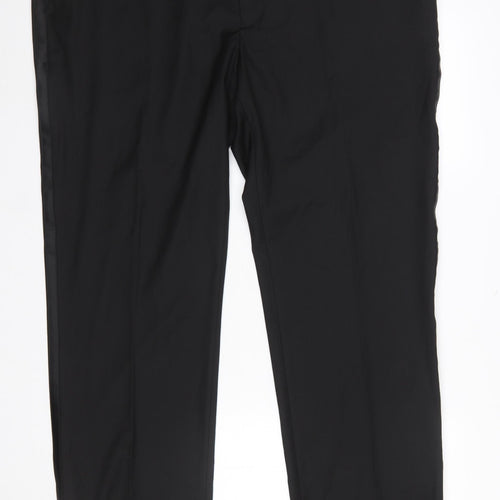 Marks and Spencer Men's Black 44 Regular Fit Dress Pants