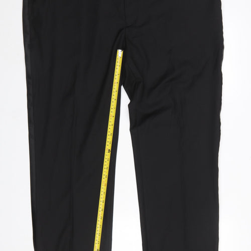 Marks and Spencer Men's Black 44 Regular Fit Dress Pants