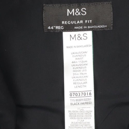 Marks and Spencer Men's Black 44 Regular Fit Dress Pants