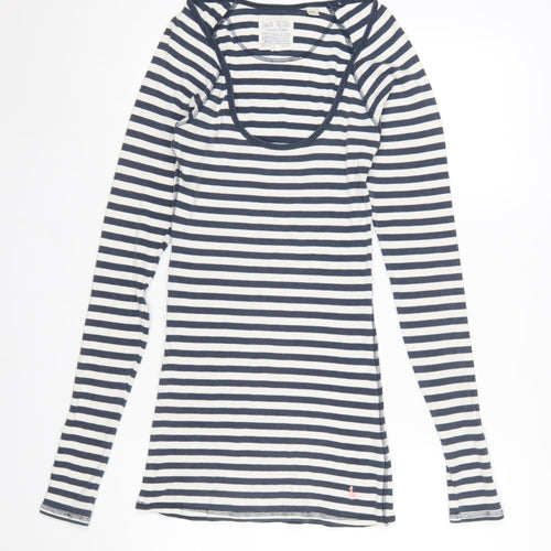 Jack Wills Women's Blue Striped Long Sleeve Cotton T-Shirt UK12