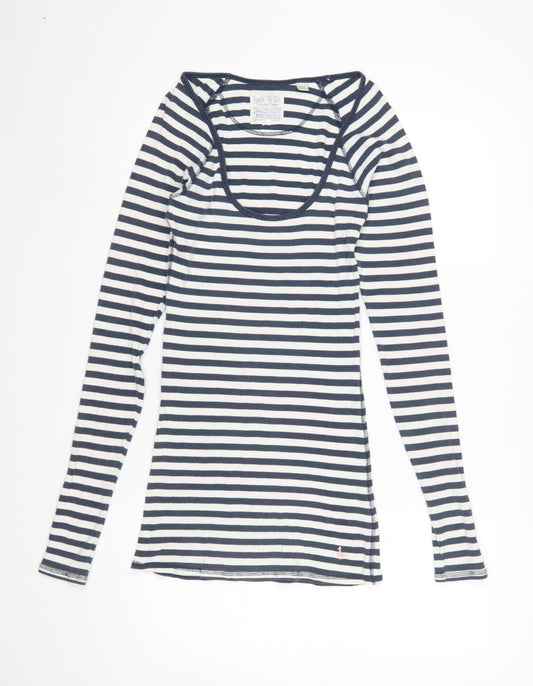 Jack Wills Women's Blue Striped Long Sleeve Cotton T-Shirt UK12