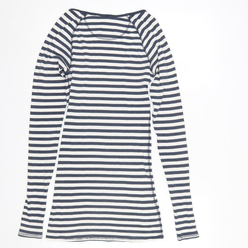 Jack Wills Women's Blue Striped Long Sleeve Cotton T-Shirt UK12
