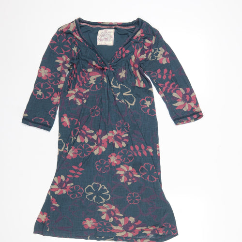 Fat Face Women's Blue Floral Knee Length Viscose A-Line Dress Size 12