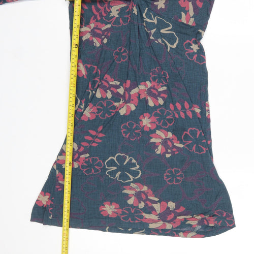 Fat Face Women's Blue Floral Knee Length Viscose A-Line Dress Size 12