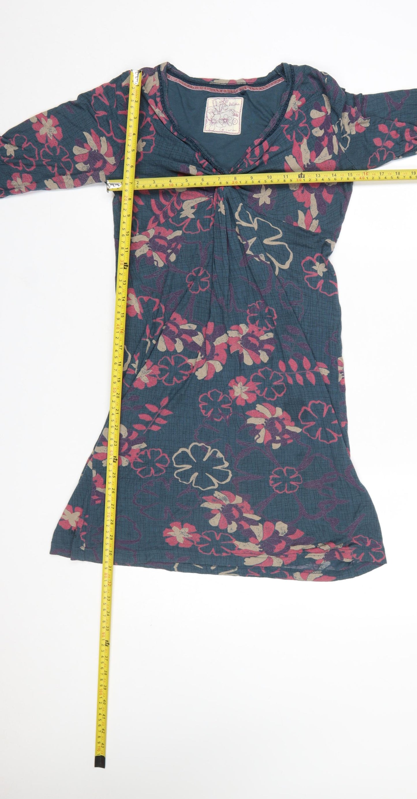 Fat Face Women's Blue Floral Knee Length Viscose A-Line Dress Size 12