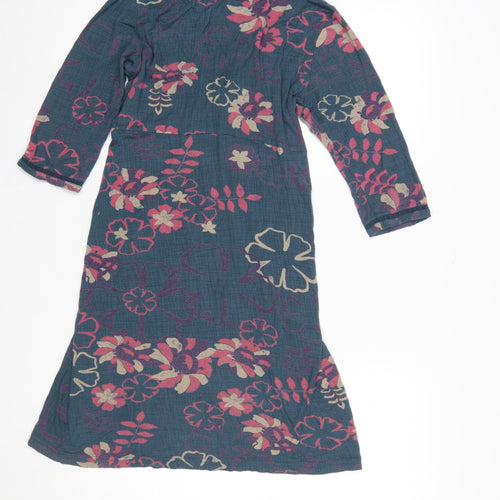 Fat Face Women's Blue Floral Knee Length Viscose A-Line Dress Size 12