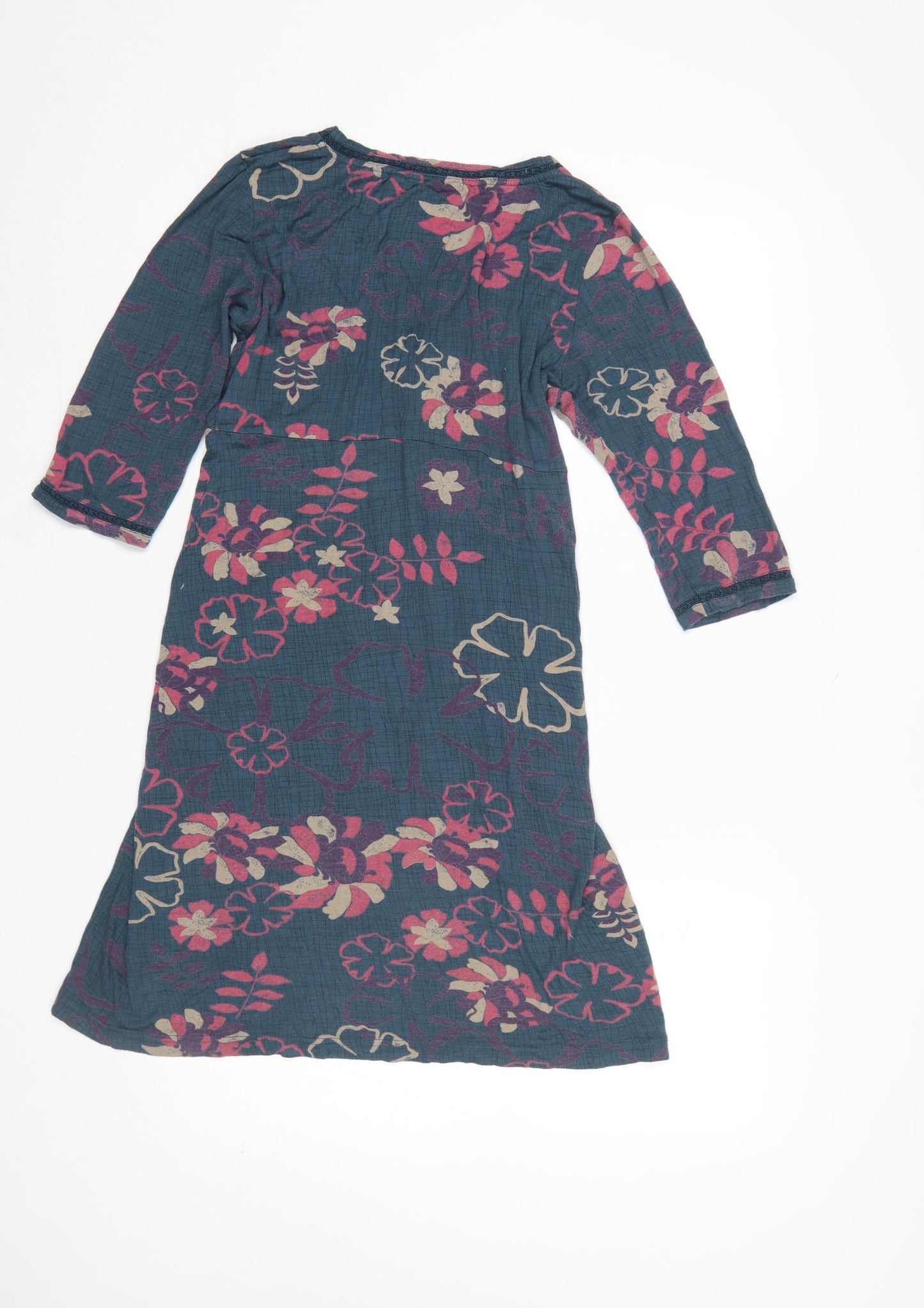 Fat Face Women's Blue Floral Knee Length Viscose A-Line Dress Size 12