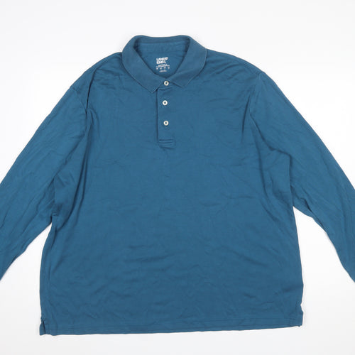 Lands' End Men's Blue Long Sleeve Cotton Polo Shirt XL Classic Fit