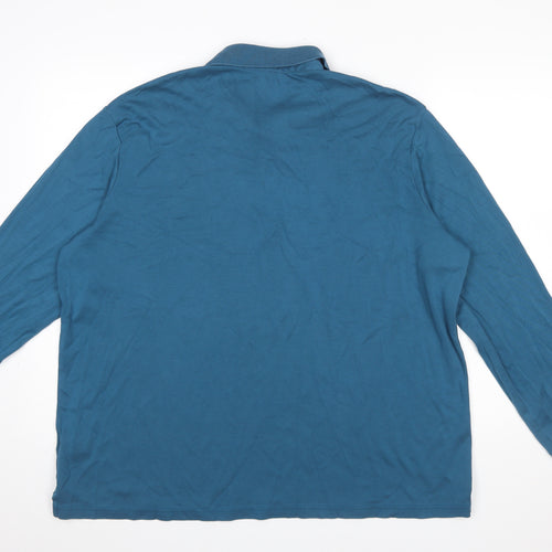Lands' End Men's Blue Long Sleeve Cotton Polo Shirt XL Classic Fit