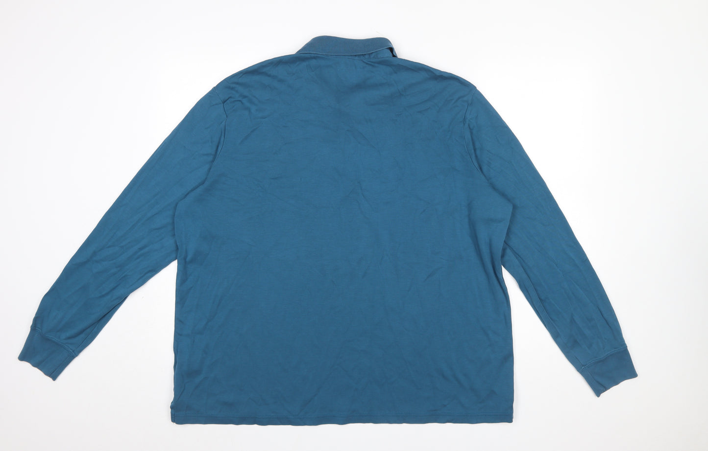 Lands' End Men's Blue Long Sleeve Cotton Polo Shirt XL Classic Fit