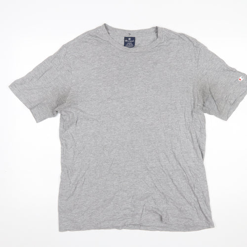 Champion Men's Grey Cotton Crew Neck Short Sleeve T-Shirt Size L