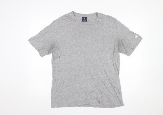 Champion Men's Grey Cotton Crew Neck Short Sleeve T-Shirt Size L