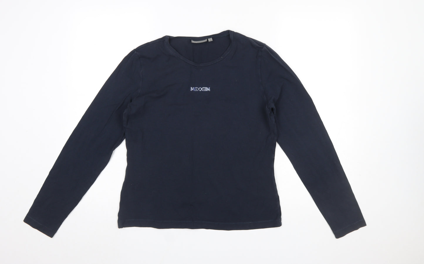 Mexx Womens Blue Long Sleeve Basic Crew Neck Cotton Top XL