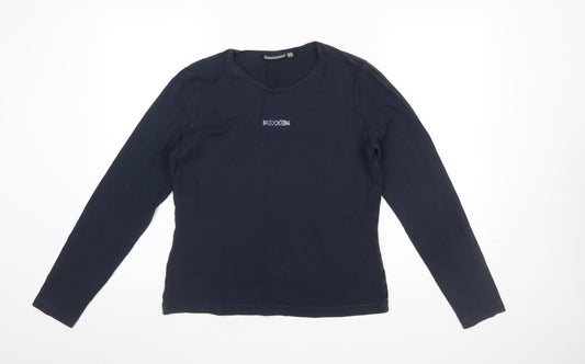 Mexx Womens Blue Long Sleeve Basic Crew Neck Cotton Top XL