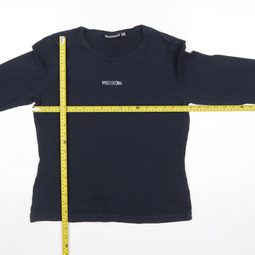 Mexx Womens Blue Long Sleeve Basic Crew Neck Cotton Top XL