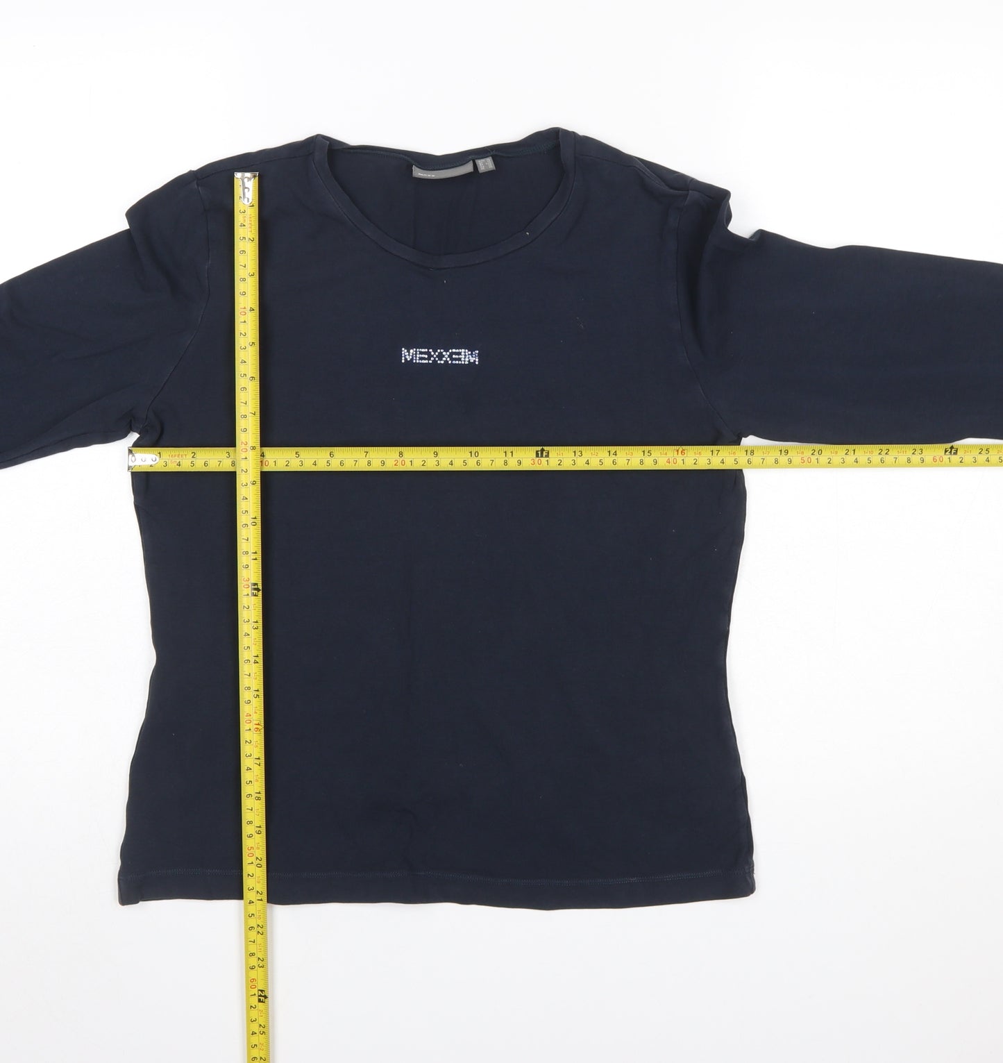 Mexx Womens Blue Long Sleeve Basic Crew Neck Cotton Top XL