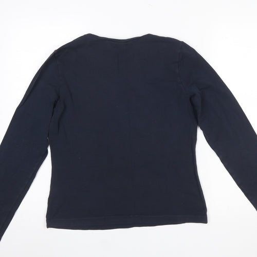 Mexx Womens Blue Long Sleeve Basic Crew Neck Cotton Top XL