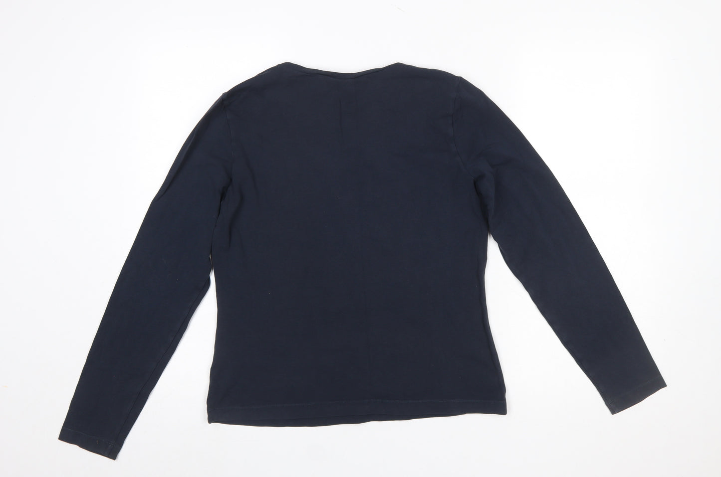 Mexx Womens Blue Long Sleeve Basic Crew Neck Cotton Top XL