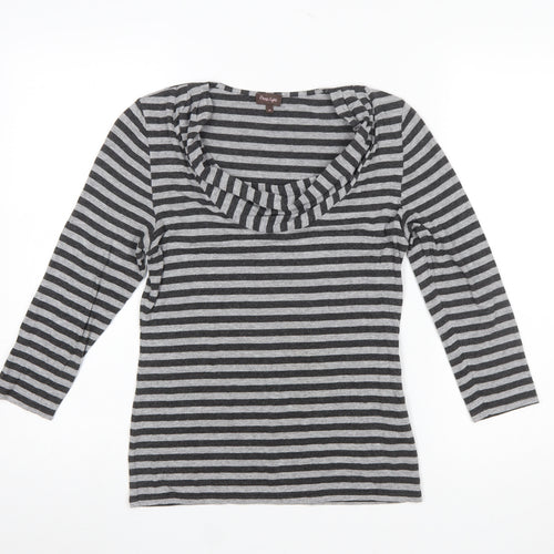 Phase Eight Women's Grey Striped Cowl Neck Jersey Top Size 12
