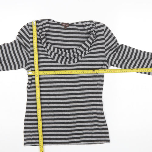 Phase Eight Women's Grey Striped Cowl Neck Jersey Top Size 12